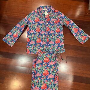 Floral Pajama Set - Blue and Pink